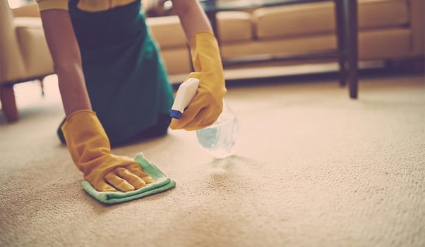 Limpieza de alfombras con trapo de microfibra